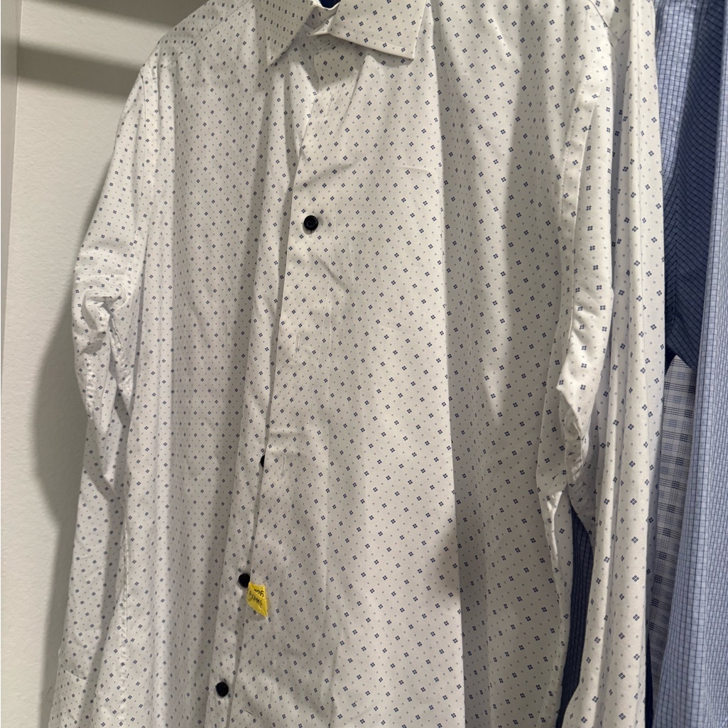 6 David Donahue White And Blue Patterned Shirts